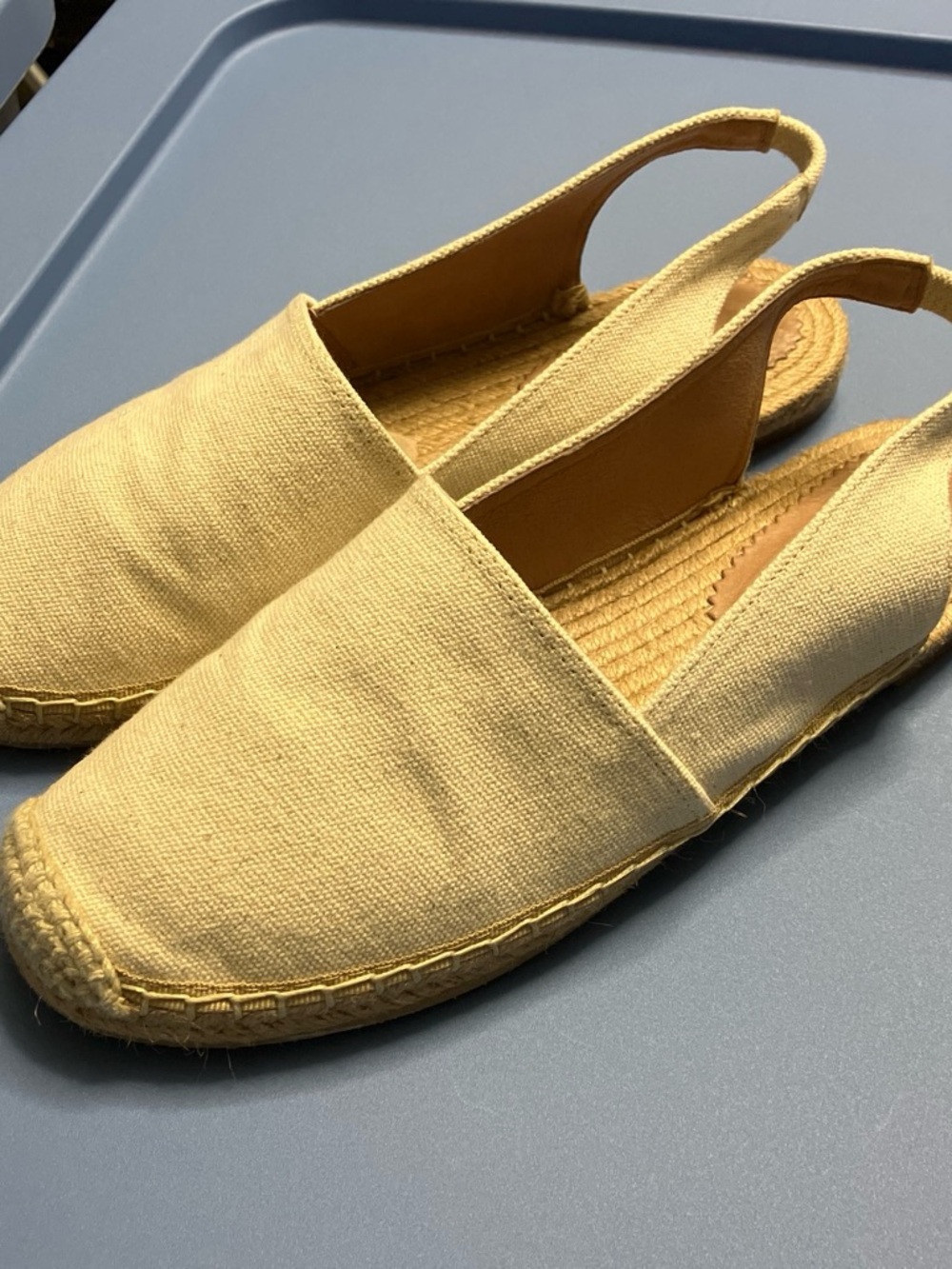 J Jill cream canvas, and leather espadrilles.
